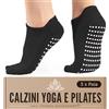 All Things Accessory 3 Paia di Calze Antiscivolo con Grip per Yoga, Pilates, Fitness, Danza e Barre - Traspiranti, Sicure, Prevenzione Caduta EU 37-42