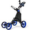 LIFEZEAL Carrello da golf leggero con 4 ruote, carrello da golf pieghevole con borsa, freno a pedale e maniglia regolabile, 110 x 65 x 100 cm (blu)