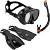AQUASTIC Set da Snorkeling COVE 3in1 Maschera Tubo Snorkel e Pinne Colore Nero Taglia 43/46 Maschera con Vetro Temperato per Mare e Vacanze e Nuotare Snorkeling Set Impermeabilità e Comfort