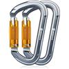 NewDoar 28KN UIAA & CE Certified Auto Climbing Moschettone professionale Heavy Duty Caribeaner per Rappelling a forma di D (2 pezzi)