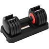 DONATIF 1 Manubrio Palestra Regolabilie a Scatto 32 kg, Peso Palestra Manubrio Regolabilie in Acciaio e Gomma, Manubrio Palestra e Home Gym, Dumbbells Workout [1 Manubrio]