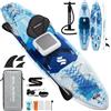 SOLAVERO Tavola SUP Gonfiabile Adulti 210kg Offerta, 350 x 89 x 15 cm Stand Up Paddle Board 2 Persone con Pompa, Sedile, Pagaia Regolabile, Leash, Custodia Impermeabile e Zaino (Legno Scuro)