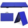 COSTWAY Tappetino Yoga Pieghevole e Portatile, Tappeto Palestra Spesso e Morbido con Maniglie, Tappeto Fitness per Case e Palestra, 180 x 60 x 4 cm (Blu Scuro)