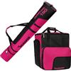 BRUBAKER Carver PRO - Set da sci e borsa per scarponi da sci per 1 paio di sci da 190 cm + bastoni + scarpe + casco, set di borse per sciatori - nero e rosa