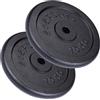 ScSPORTS® Dischi per sollevamento pesi, set da 15/20/30/40/60 kg, in ghisa, Ø 30/31 mm, adatto al pavimento, nero, set di pesi, piastre per manubri, fitness, allenamento (30 kg (2 x 15))