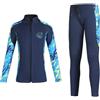 GUOCU Muta Termica in Neoprene per Bambina Bambini, Muta da Sub 2 Pezzi Top Muta in Neoprene 2.5mm a Maniche Lunghe con Zip Frontale e Pantaloni da Immersione per Immersioni Surf Snorkeling Nuoto S