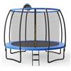 COSTWAY Tappeto Elastico da Esterno 244/305/367 cm, Trampolino Elastico con Canestro da basket, Rete, Cuscinetto e Scaletta con 2 Gradini, Palla e Pompa, Ideale per Adulti e Bambini (M)