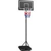 SPORTNOW Canestro da basket con supporto Supporto da basket regolabile in altezza con ruote e tabellone infrangibile, supporto per tabellone da basket da 182-213 cm, per adulti, in acciaio