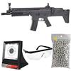 PC Softair Pacchetto Completo con Accessori - Fucile per Softair, Modello FN Scar L Cybergun, a Molla, 0,5 Joule, Colore Nero, Ricarica Manuale