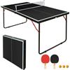 vutizal Tavolo da ping-pong pieghevole, salvaspazio, resistente alle intemperie, mini tavolo da ping-pong, pieghevole per esterni e interni, piccolo con supporto, nero