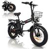 Woozis Fat Bike Elettrica 20x4.0,Bici Pieghevole 250W 95Nm,Autonomia 130km,Compatibile Batteria Samsung 48V 15Ah,Freni a Disco Idraulici,Forcella Ammortizzata Idraulica,EN15194