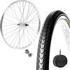 ECOVELO Cerchio Ruota Anteriore 26 x 1 3/8 Ruota + Copertone Stradale Nero 26 X 1 3/8 Bici Bicicletta City Bike Olanda Epoca