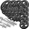 Marbo Sport Set di pesi triplo in gomma di ghisa con bilanciere rinforzato 198 cm ø30mm, barra per arricciature 120cm ø30mm, manubri 40cm ø30mm e pesi, 1x barra per bilanciere, 1x barra per ricciolo, 2x manubri | Impostare le opzioni 83kg / 113kg / …