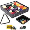 OAH Biglie Biliardo Pool. Set bilie Diametro mm.57,2. 15 Palle numerate Una Bianca Battente, Vassoio, Triangolo, Confezione di acchitti. Scatola Gesso per Stecca in Omaggio.