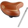 MADICKS Sella marrone per Bici city bike confort - Molto comoda per uomo e donna - Completa di morsetto - Grande seduta Brown + Canotto/Tubo Reggisella in Acciaio Sella Bici MTB (Tubo Sella Nero)