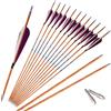 PHILOCS 12 Pezzi Viola Bianco Piuma Frecce da Caccia Spine 700 Simile al Legno Freccia con Albero in Carbonio ID 4,2 mm per Caccia Pratica Tiro con L'Arco（31inch）