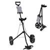 COSTWAY Carrello da Golf Pieghevole con 2 Ruote, Carrello da Golf in Ferro con Tabellone Segnapunti (Nero)