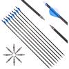 PHILOCS 6/12pc Lunghezza Personalizzata Frecce in Carbonio 300/350/400/500/600/700/800 Spine 2 Piume di Plastica Freccia per Bersagli Freccia da Caccia per Arco Ricurvo Arco Composto Tiro con L'Arco