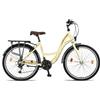 Licorne Bike Licorne Bicicletta olandese Stella Bike, city bike da 24,26 e 28 pollici, adatta sia a uomini che a donne, con cambio a 21 marce, Bambina, beige., 26