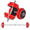 HOMCOM Set di Manubri Pesi 2 in 1 da 20kg, Dischi con Rivestimento in Plastica Antigraffio, Rosso e Nero