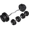 Gorilla Sports® Set Bilanciere e Dischi con Manubri - 70 kg, Regolabili, Carico Barra Ez in Ghisa: 120kg, Dischi in Plastica: Ø30/31mm, Collari Spinlock - Sbarra Curl, Barbell Curvo