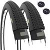 ECOVELO 2 COPERTONI PNEUMATICI 27.5 x 2.10 (54-584) + 2 CAMERE D'ARIA CON VALVOLA FRANCESE BICI MTB GOMMA STRADALE BICI UOMO OFF-ROAD STERRATO TREKKING