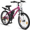 Licorne Bike Licorne - Mountain bike per bambini, uomini e donne, con cambio a 21 marce, Bambina, Nero/Blu/Lime, 20