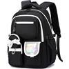 Amythe Zaino per Ragazze Scuola Elementare e Media - Zaino Scuola Grande 30L per Porta PC 15.6, Zaini Casual Impermeabile per Adolescenti 10-18 Anni - Adatto a Carrelli -Bianco