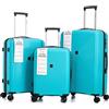 R.Leone Valigia da 1 Fino a Set 3 Bagaglio a mano 55x40x20 Ryanair, Medio, Grande Ultra Strong Antiurto Trolley leggero 8 ruote Polipropilene 9188 (Celeste, Set 3 Pezzi S M L)