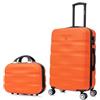 CELIMS - Set Valigie | Valigia Media 20 kg Rigida Arancione + Beauty Case da Viaggio 35cm | Valigia da Stiva 65cm | Trolley Medio 65cm con 4 Ruote | Valigie con Beauty Case