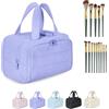 XiaoerYu Maison Ginza Cloud Carry Bag - Generoso beauty case impermeabile e organizer per cosmetici con ampia apertura, design a doppia cerniera, maniglia superiore e scomparti separati asciutti e bagnati