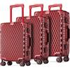 POSH Set di 3 valigie rigide - Trolley in policarbonato con telaio in alluminio e chiusure TSA - Bagaglio taglie M, L, XL (60, 70, 80 cm) - Ruote doppie a 360 gradi - Incluse 3 fodere protettive.