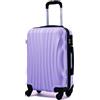 R.Leone Valigia da 1 pezzo Fino a Set 4 Trolley Rigido grande, medio, bagaglio a mano e beauty case 4 ruote in ABS 2037 (Lilla, M Medio)