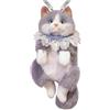 Wisylizv Zaino di peluche realistico - zaino peluche a forma di gatto - rumore miagolante | borsa per la scuola fatta a mano | regalo per ragazze, bambini, adolescenti, amanti dei gatti, grigio,