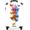 NoBoringSuitcases.com Valigia Trolley per Bambini, Bagaglio a Mano 55x40x20 cm (Farfalle - Multicolore)