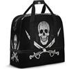 Mexpekil Jolly Roger, borsone da viaggio con teschio pirata, per donne e uomini, pieghevole, per sport, palestra, fine settimana, pernottamento, borsa da cabina con scomparto per scarpe, Multicolore