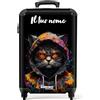 NoBoringSuitcases.com Valigia a Mano 55x40x20 cm, 10 kg, Personalizzabile (Gatto - Nero)