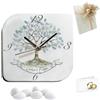 Doni Bomboniere Matrimonio 1 pz Orologio in Ecopelle con Stampa con Albero Anniversario della Vita Personalizzabile Artigianale Idee Regalo Complete Originali Moderno (MOD. 01-22 x 22 cm)