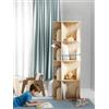 KINDAHOLZ Libreria girevole a 360° per bambini - Libreria in legno di faggio girevole per bambini con 4 ripiani regolabili 120x30x30 cm - Scaffale girevole, scaffale fisso
