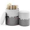 GIANTEX Set di 2 pouf a sacco rotondo bicolore, sgabello estraibile imbottito con ripostiglio, poggiapiedi, capacità 32 L e 21 L, tavolino compatto per soggiorno, camera da letto, ufficio