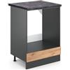 Vicco Mobile per forno da incasso R-Line, Rovere dorato, 60 cm, PL Antracite, per la libera combinazione all'interno di sistemi cucina modulari