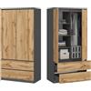 Home Collective Armadio guardaroba multiuso armadio per la casa 90x50x180 cm (LxPxA) con 2 cassetti, 3 ripiani e asta appendiabiti - robusto, salvaspazio e versatile | Antracite/Rovere