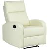 Totò Piccinni Poltrona Relax Reclinabile EUREKA, Manuale con Maniglia Laterale, Struttura in Legno, Imbottita ed Ergonomica, Ideale per Anziani e Soggiorno (Ecopelle Panna)