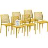 Tomaino - Sedia in Plastica Da Cucina - Set 6 Sedie Plastica Impilabili Con Braccioli Per Esterno e Interno - Sedie per Giardino, Soggiorno, Balcone o Bar (6, Giallo)