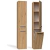 CDF Mobile da Bagno Lavanderia Colonna Bagno con Cesto per Biancheria Armadio Salvaspazio per Spazi Ridotti Soggiorno Corridoio WC Rovere Artisan largh 31 cm 30x31x174 cm Facile Montaggio