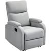 HOMCOM Poltrona Relax Reclinabile Manuale 60°, Poltrona con Poggiapiedi, Poltroncina Reclinabile con Schienale Imbottitura Spessa in Tessuto per Camera da Letto, Salotto e Soggiorno, Grigio
