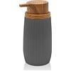 Inbagno Dispenser per Sapone Liquido, in plastica Grigio, Dettagli Effetto Legno, Blob