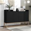 MOTUZP Credenza Cucina, Credenza e Buffet, Madia Moderna Mobile da Cucina, 4 Ante Armadietto con Ripiano Regolabile per Soggiorno,Cucina,Sala da Pranzo, 120x30 cm (nero, Stile A)