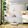 LLODERY Vetrina in vetro con pareti divisorie a tre strati 125 x 42,5 x 36 cm, armadio da collezione in stile moderno con serratura per vino, libri, adatto per soggiorno, ufficio, mobili da cucina (bianco)