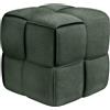 CLP Poggiapiedi Forinta in Velluto a Coste, Forma Quadrata Imbottita, Design Moderno Beige, Ideale per Soggiorno e Camera da Letto, Colore:Verde Scuro